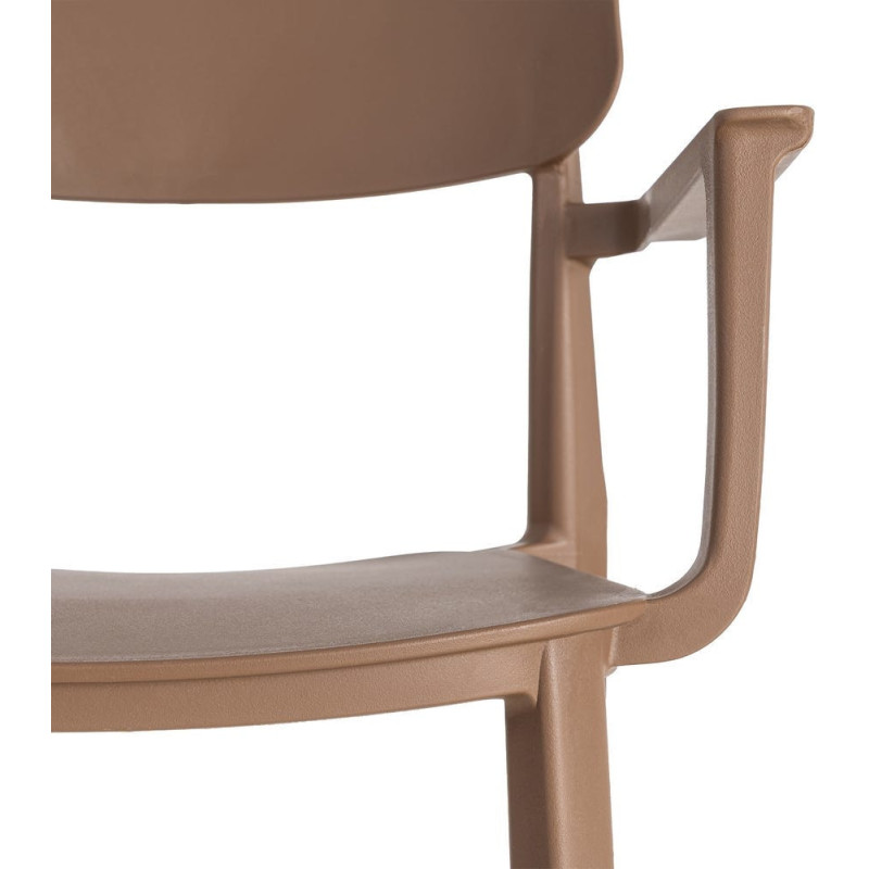 Lot de 4 Chaises de jardin design avec accoudoirs Polypropylène Marron chocolat Bahiana 