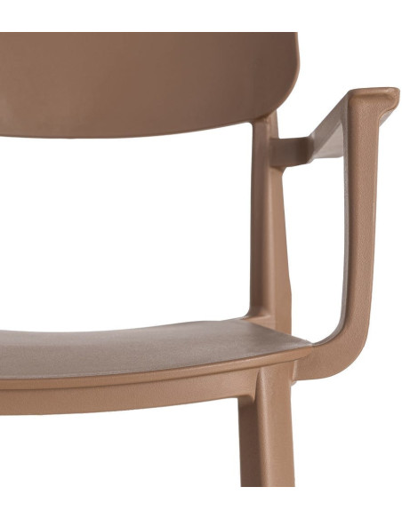 Lot de 4 Chaises de jardin design avec accoudoirs Polypropylène Marron chocolat Bahiana 