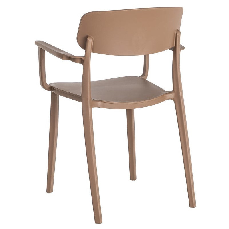 Lot de 4 Chaises de jardin design avec accoudoirs Polypropylène Marron chocolat Bahiana 