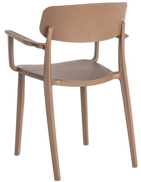 Lot de 4 Chaises de jardin design avec accoudoirs Polypropylène Marron chocolat Bahiana 