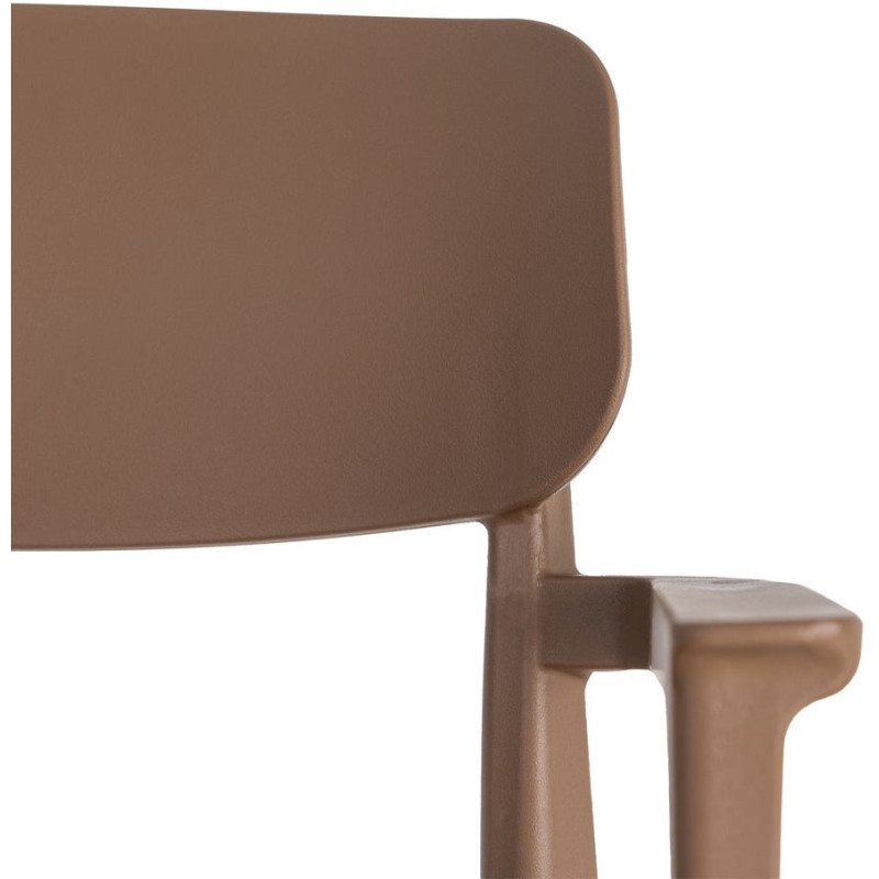 Lot de 4 Chaises de jardin design avec accoudoirs Polypropylène Marron chocolat Bahiana 