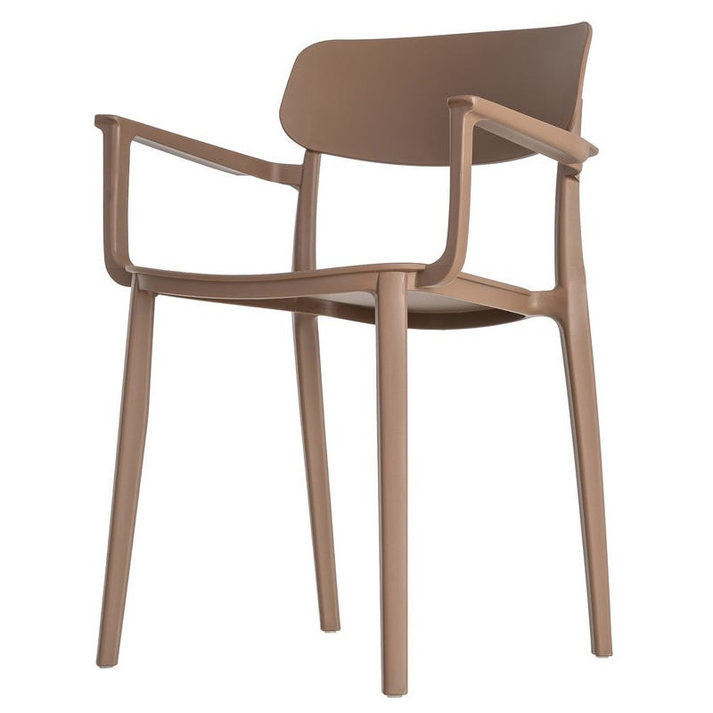 Lot de 4 Chaises de jardin design avec accoudoirs Polypropylène Marron chocolat Bahiana 