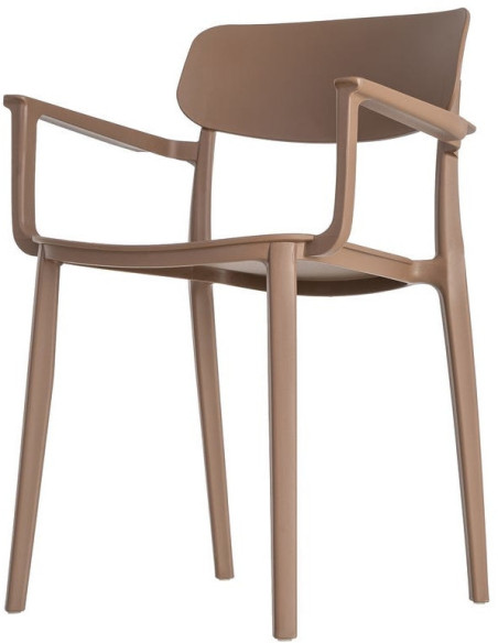 Lot de 4 Chaises de jardin design avec accoudoirs Polypropylène Marron chocolat Bahiana 