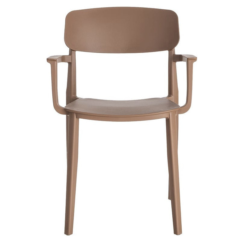 Lot de 4 Chaises de jardin design avec accoudoirs Polypropylène Marron chocolat Bahiana 