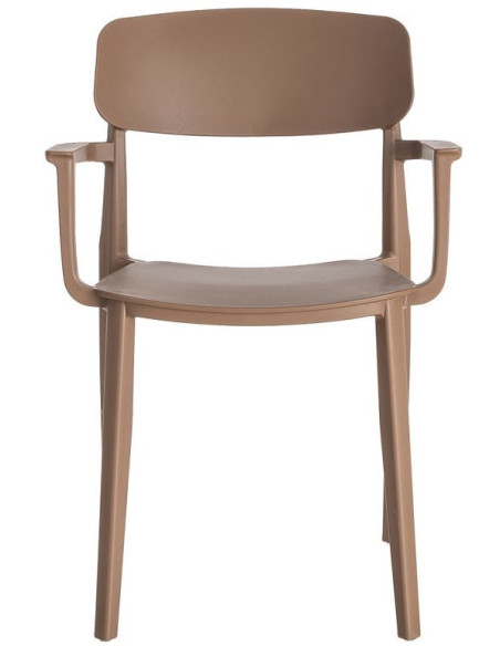 Lot de 4 Chaises de jardin design avec accoudoirs Polypropylène Marron chocolat Bahiana 