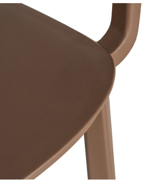Lot de 4 Chaises de jardin design avec accoudoirs Polypropylène Marron chocolat Bahiana 