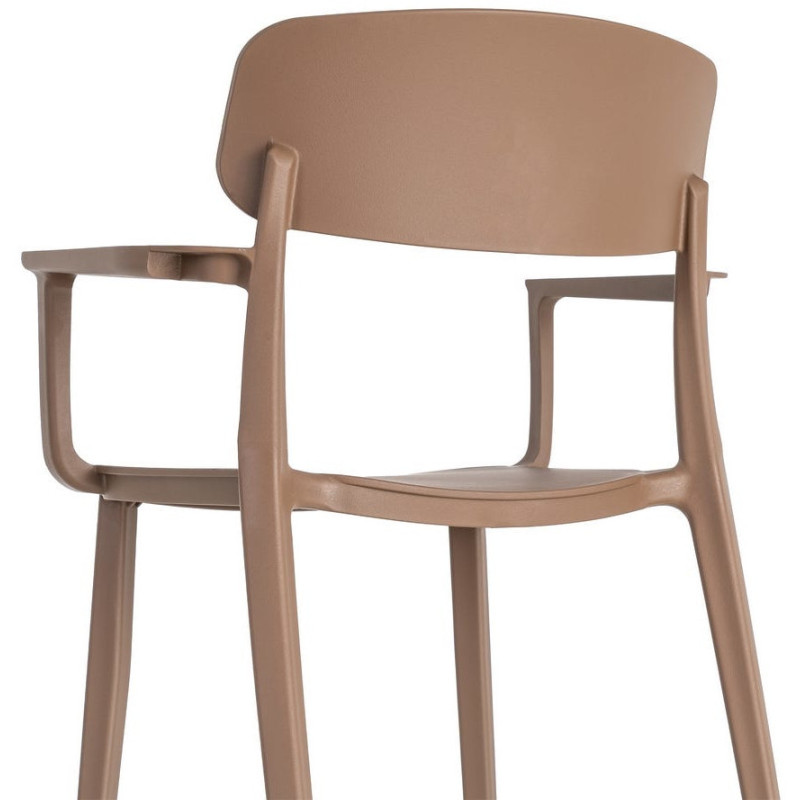 Lot de 4 Chaises de jardin design avec accoudoirs Polypropylène Marron chocolat Bahiana 