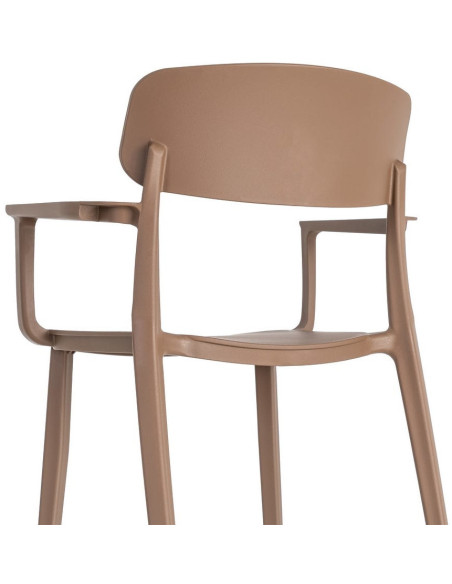 Lot de 4 Chaises de jardin design avec accoudoirs Polypropylène Marron chocolat Bahiana 