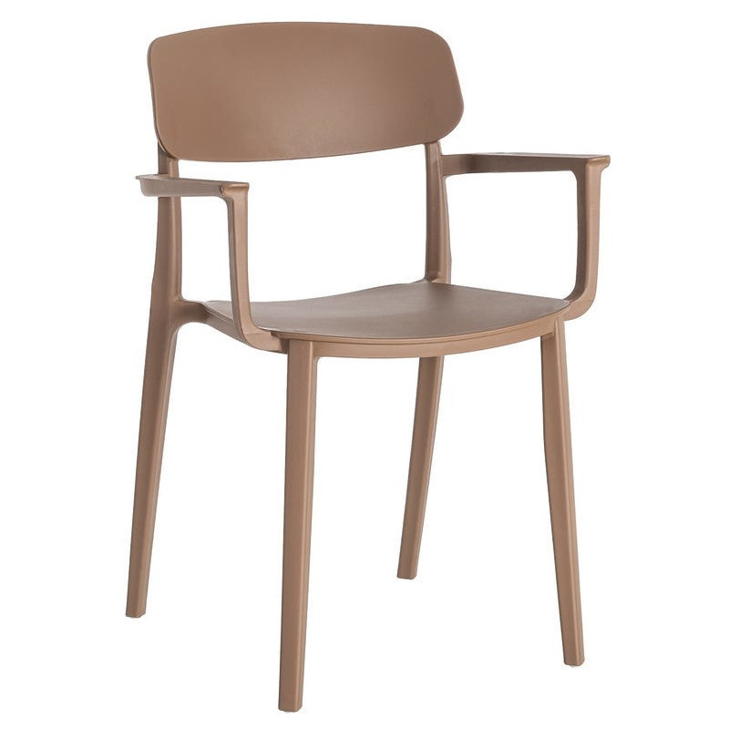 Lot de 4 Chaises de jardin design avec accoudoirs Polypropylène Marron chocolat Bahiana