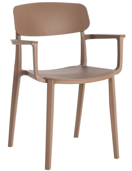 Lot de 4 Chaises de jardin design avec accoudoirs Polypropylène Marron chocolat Bahiana