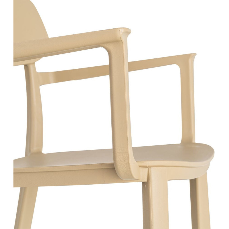 Lot de 4 Chaises de jardin design avec accoudoirs Polypropylène Beige Bahiana 