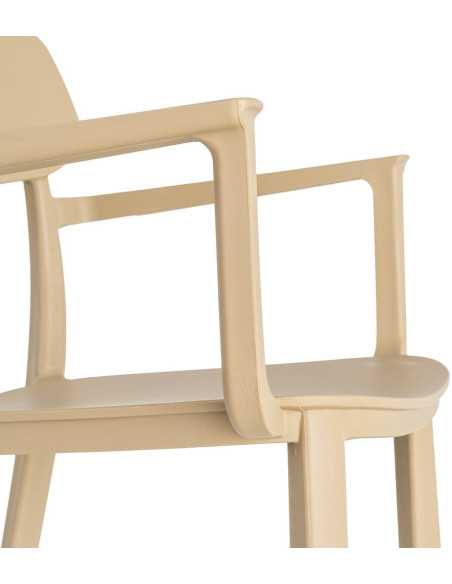 Lot de 4 Chaises de jardin design avec accoudoirs Polypropylène Beige Bahiana 