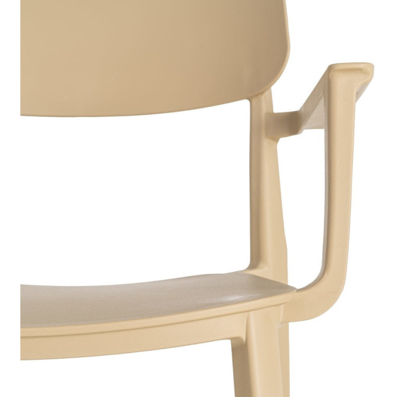 Lot de 4 Chaises de jardin design avec accoudoirs Polypropylène Beige Bahiana 