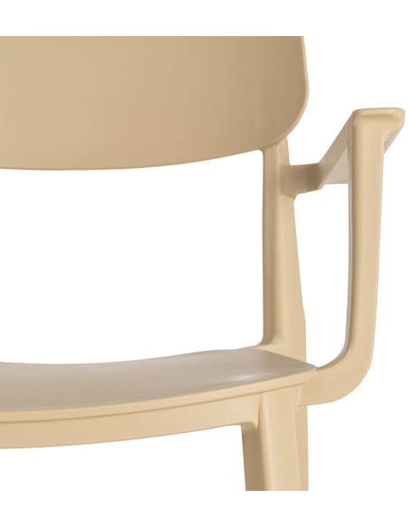 Lot de 4 Chaises de jardin design avec accoudoirs Polypropylène Beige Bahiana 