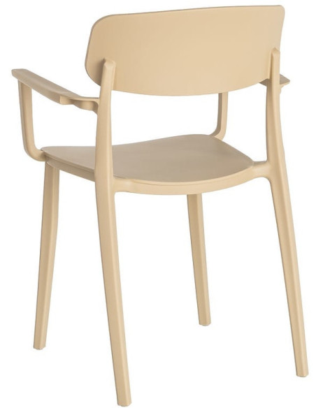 Lot de 4 Chaises de jardin design avec accoudoirs Polypropylène Beige Bahiana 