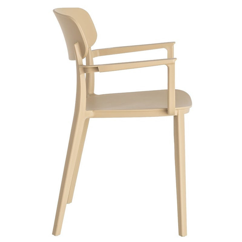 Lot de 4 Chaises de jardin design avec accoudoirs Polypropylène Beige Bahiana 