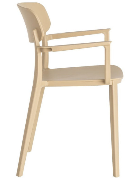 Lot de 4 Chaises de jardin design avec accoudoirs Polypropylène Beige Bahiana 