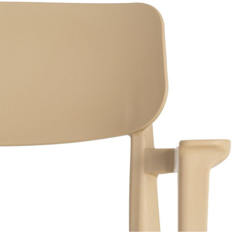 Lot de 4 Chaises de jardin design avec accoudoirs Polypropylène Beige Bahiana 