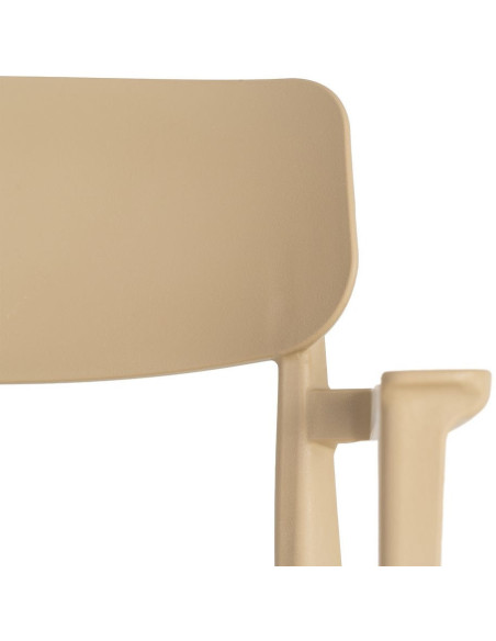 Lot de 4 Chaises de jardin design avec accoudoirs Polypropylène Beige Bahiana 