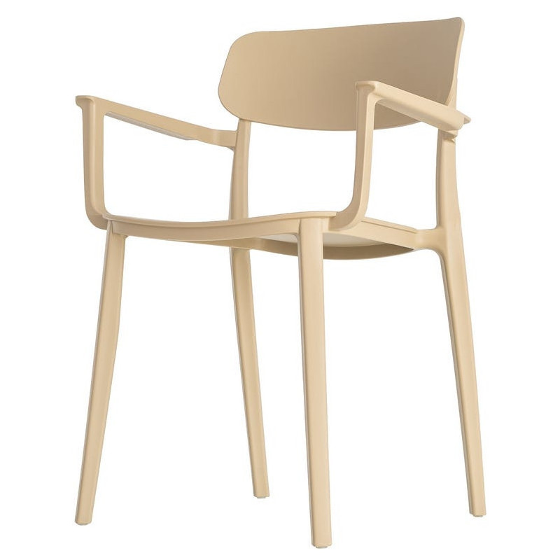 Lot de 4 Chaises de jardin design avec accoudoirs Polypropylène Beige Bahiana 