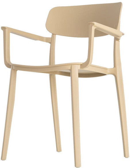 Lot de 4 Chaises de jardin design avec accoudoirs Polypropylène Beige Bahiana 