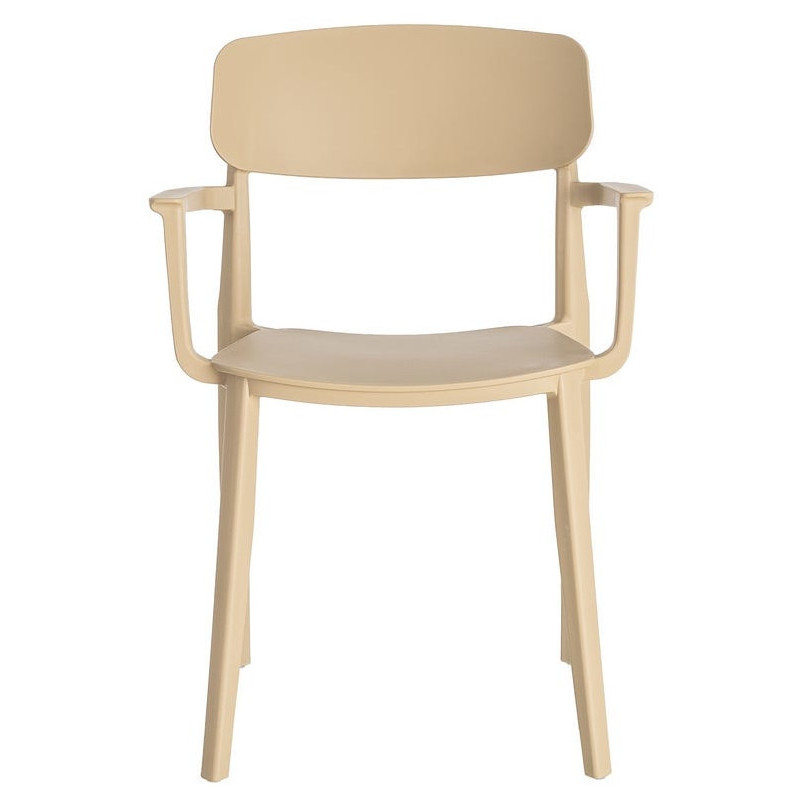 Lot de 4 Chaises de jardin design avec accoudoirs Polypropylène Beige Bahiana 