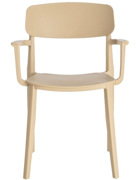 Lot de 4 Chaises de jardin design avec accoudoirs Polypropylène Beige Bahiana 