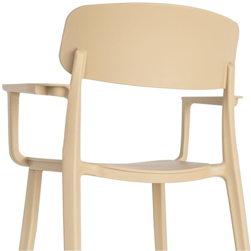 Lot de 4 Chaises de jardin design avec accoudoirs Polypropylène Beige Bahiana 