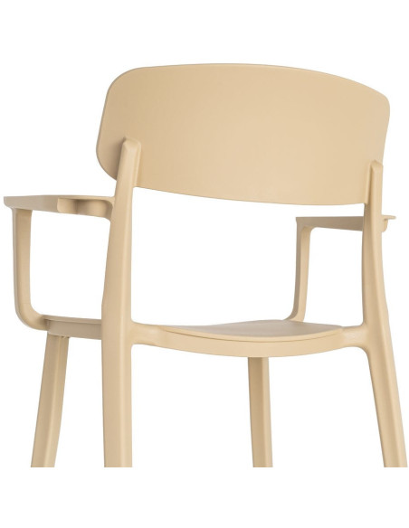 Lot de 4 Chaises de jardin design avec accoudoirs Polypropylène Beige Bahiana 