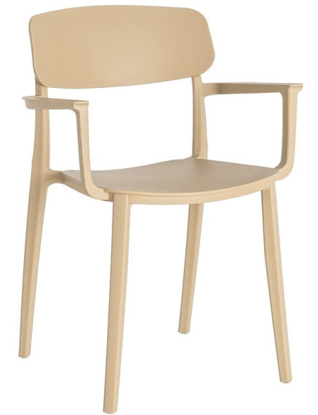 Lot de 4 Chaises de jardin design avec accoudoirs Polypropylène Beige Bahiana