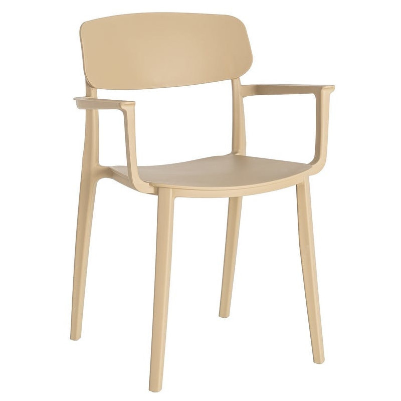 Lot de 4 Chaises de jardin design avec accoudoirs Polypropylène Beige Bahiana