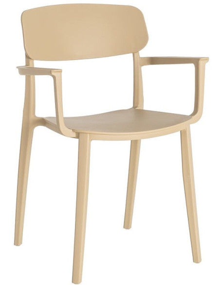Lot de 4 Chaises de jardin design avec accoudoirs Polypropylène Beige Bahiana