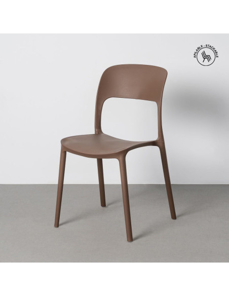 Lot de 4 Chaises de jardin design Polypropylène Marron chocolat Montelia 