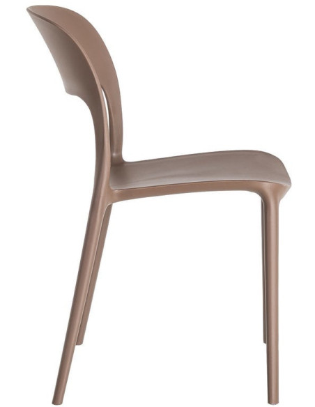 Lot de 4 Chaises de jardin design Polypropylène Marron chocolat Montelia 