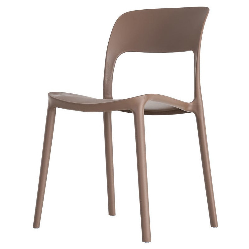 Lot de 4 Chaises de jardin design Polypropylène Marron chocolat Montelia 