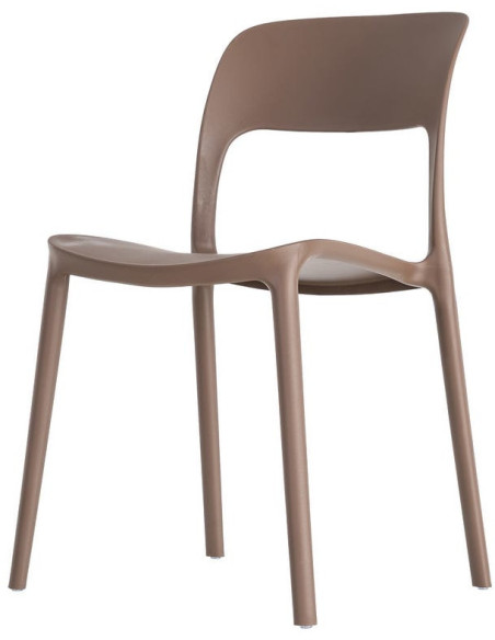 Lot de 4 Chaises de jardin design Polypropylène Marron chocolat Montelia 