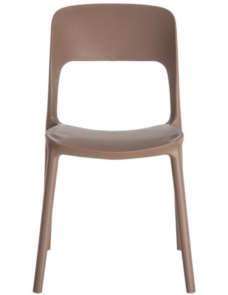 Lot de 4 Chaises de jardin design Polypropylène Marron chocolat Montelia 