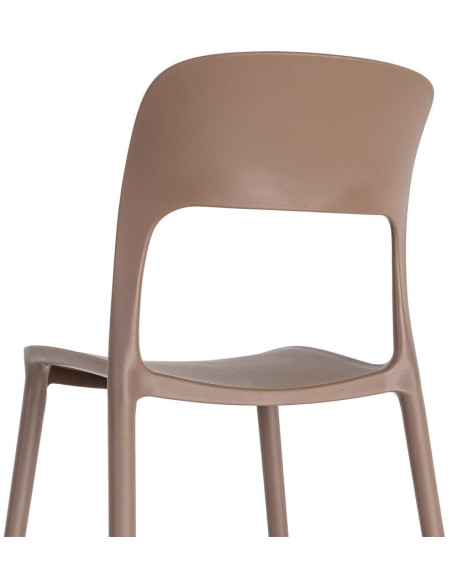 Lot de 4 Chaises de jardin design Polypropylène Marron chocolat Montelia 