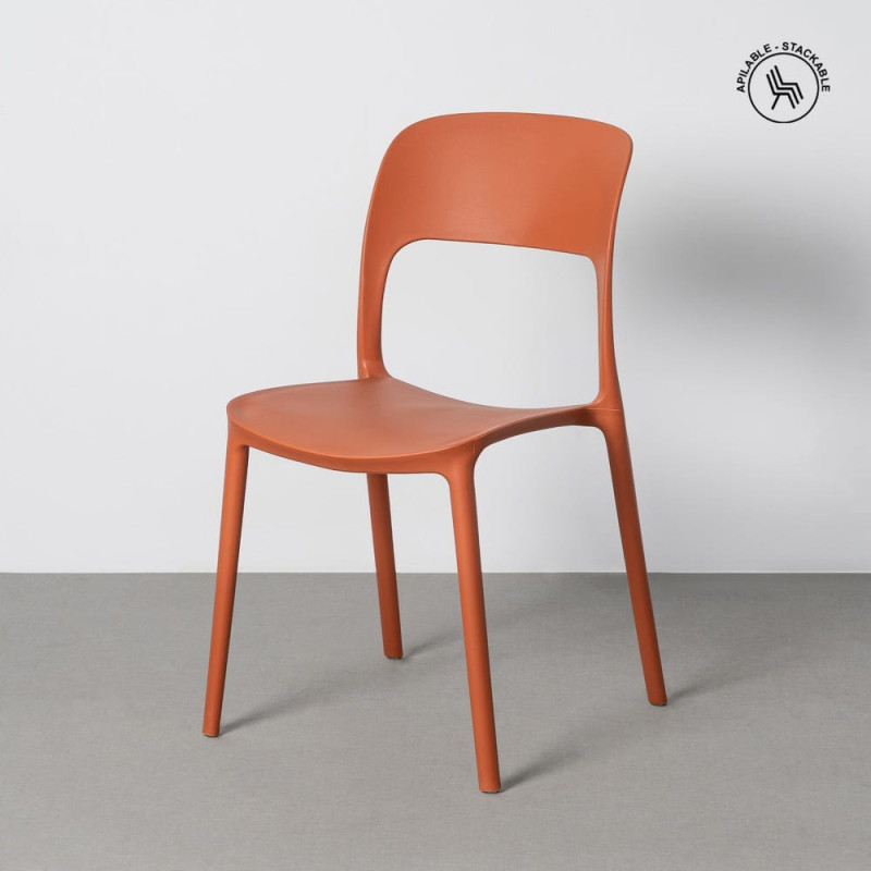 Lot de 4 Chaises de jardin design Polypropylène Rouge brique Montelia 