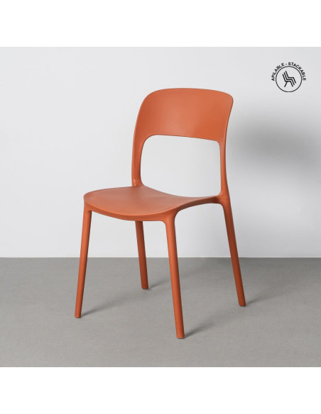 Lot de 4 Chaises de jardin design Polypropylène Rouge brique Montelia 