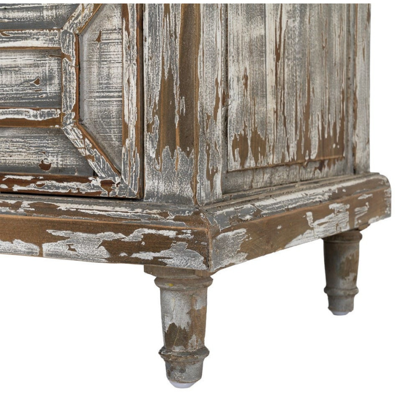 Grande Commode bohème vintage 7 tiroirs Bois recyclé Gris Patiné Calisandra 