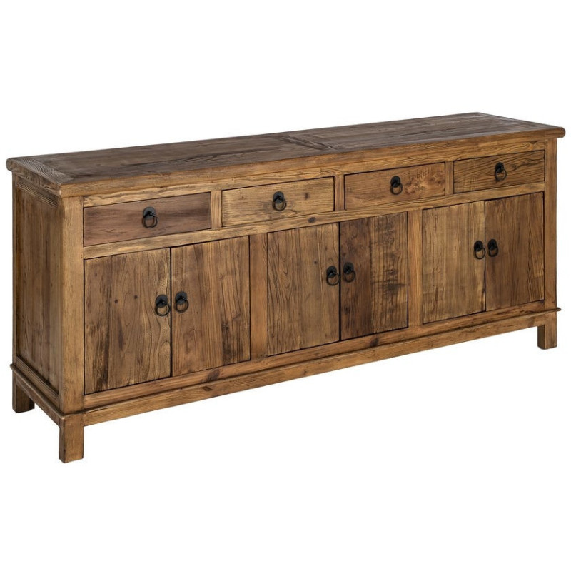 Grand Buffet Enfilade rustique chic Bas 6 portes 4 tiroirs Bois recyclé Marron Valdorio 