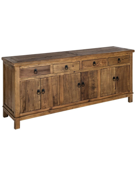 Grand Buffet Enfilade rustique chic Bas 6 portes 4 tiroirs Bois recyclé Marron Valdorio 