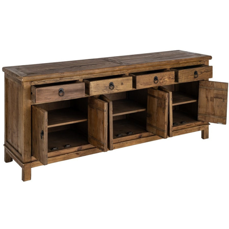 Grand Buffet Enfilade rustique chic Bas 6 portes 4 tiroirs Bois recyclé Marron Valdorio 