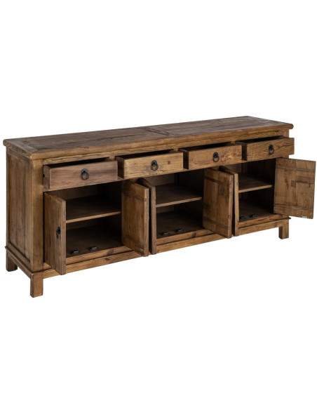 Grand Buffet Enfilade rustique chic Bas 6 portes 4 tiroirs Bois recyclé Marron Valdorio 