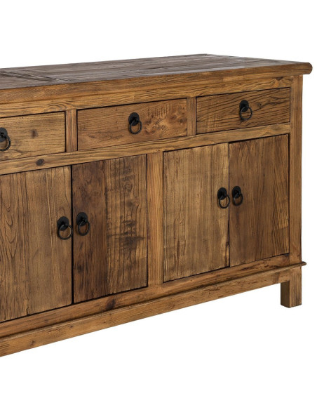 Grand Buffet Enfilade rustique chic Bas 6 portes 4 tiroirs Bois recyclé Marron Valdorio 