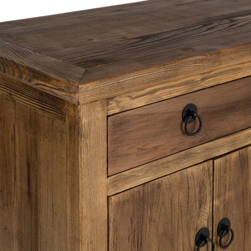 Grand Buffet Enfilade rustique chic Bas 6 portes 4 tiroirs Bois recyclé Marron Valdorio 