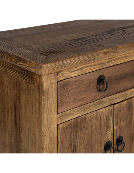 Grand Buffet Enfilade rustique chic Bas 6 portes 4 tiroirs Bois recyclé Marron Valdorio 
