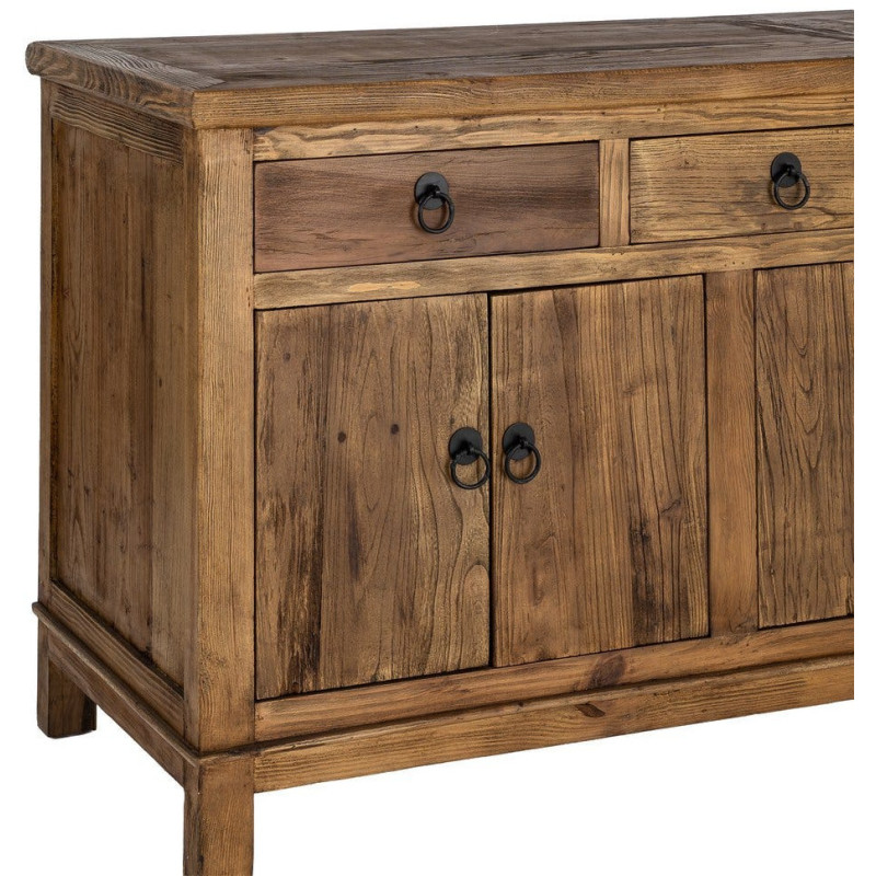 Grand Buffet Enfilade rustique chic Bas 6 portes 4 tiroirs Bois recyclé Marron Valdorio 