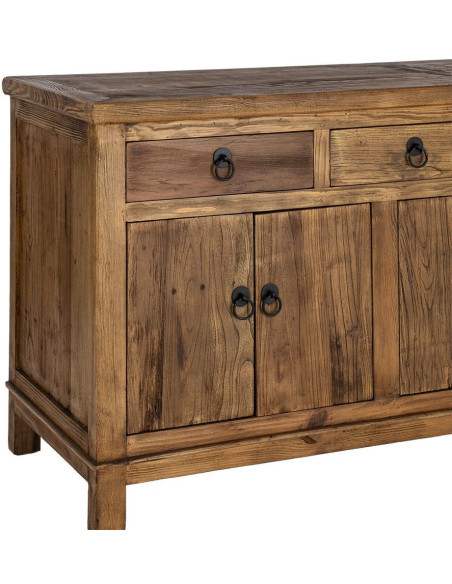 Grand Buffet Enfilade rustique chic Bas 6 portes 4 tiroirs Bois recyclé Marron Valdorio 